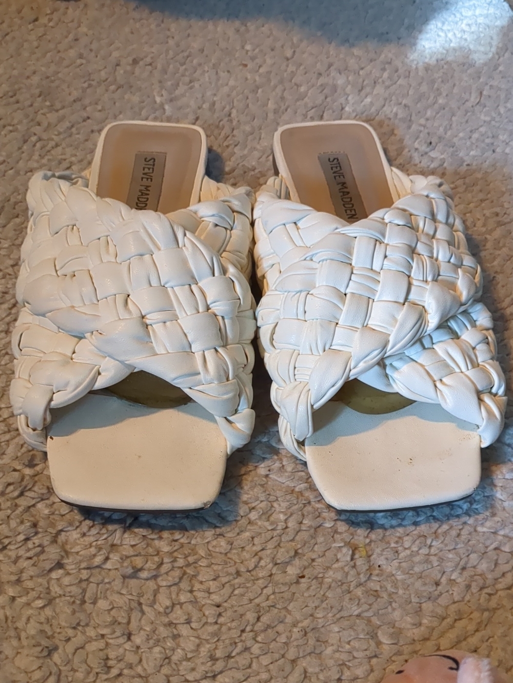 Steve Madden White Braided Slide Mules